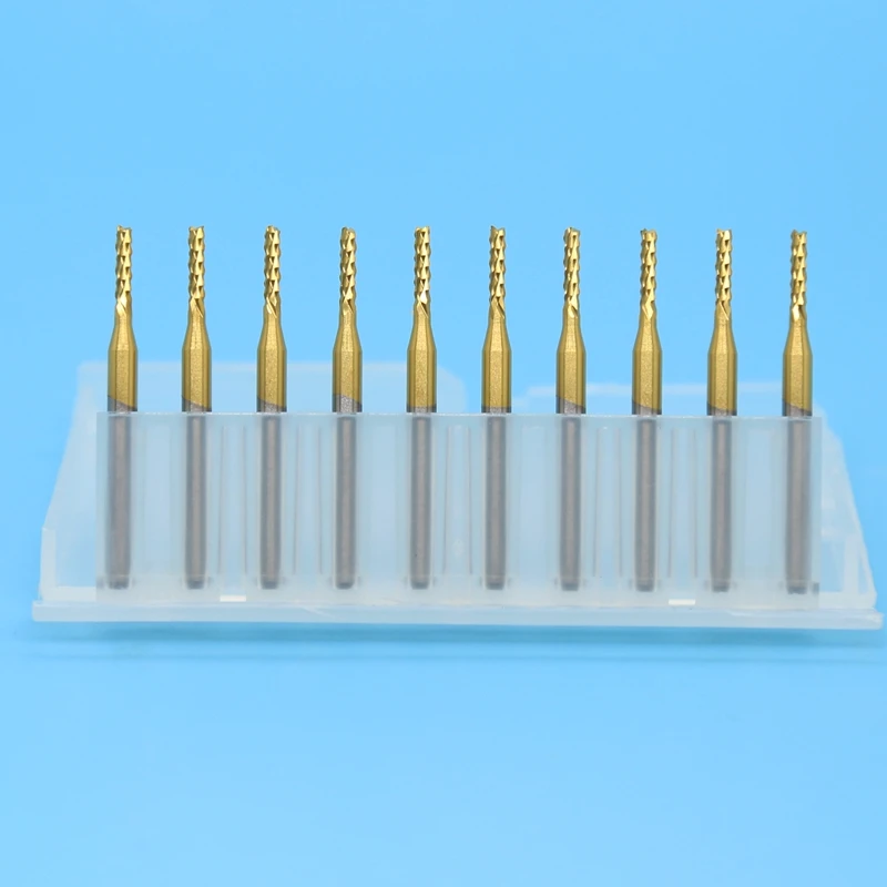 1.5mm titanium coated tungsten carbide PCB corn milling cutter 10PCS CNC router wood exercise tool metal engraving machine