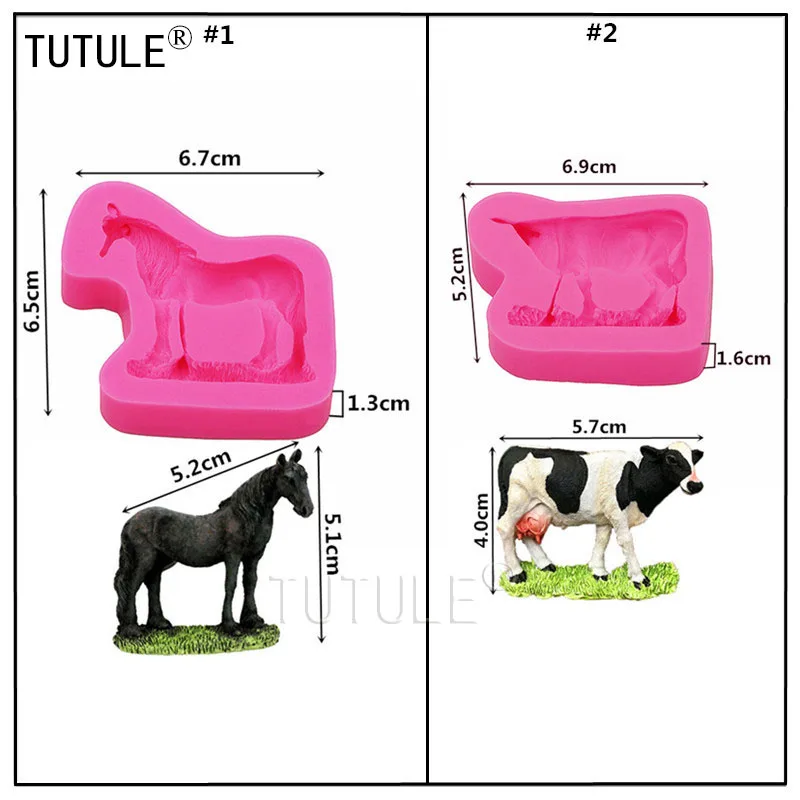 Cow Mold,Farm Animal Mold - Horse Silicone Mold,Polymer Clay Resin Fondant,Mustang Pony Silicone Rubber Flexible Food Safe Mould