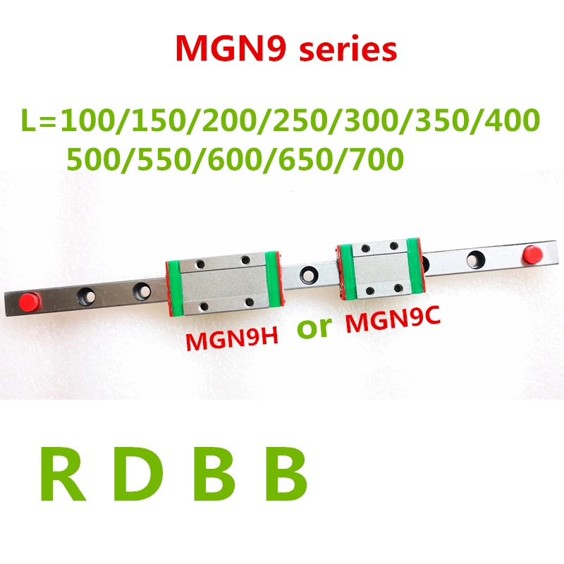 NOWOŚĆ Prowadnica liniowa 9 mm MGN9 100 150 200 250 300 350 400 450 500 550 600 700 mm szyna liniowa + blok MGN9H lub MGN9C drukarka 3d CNC