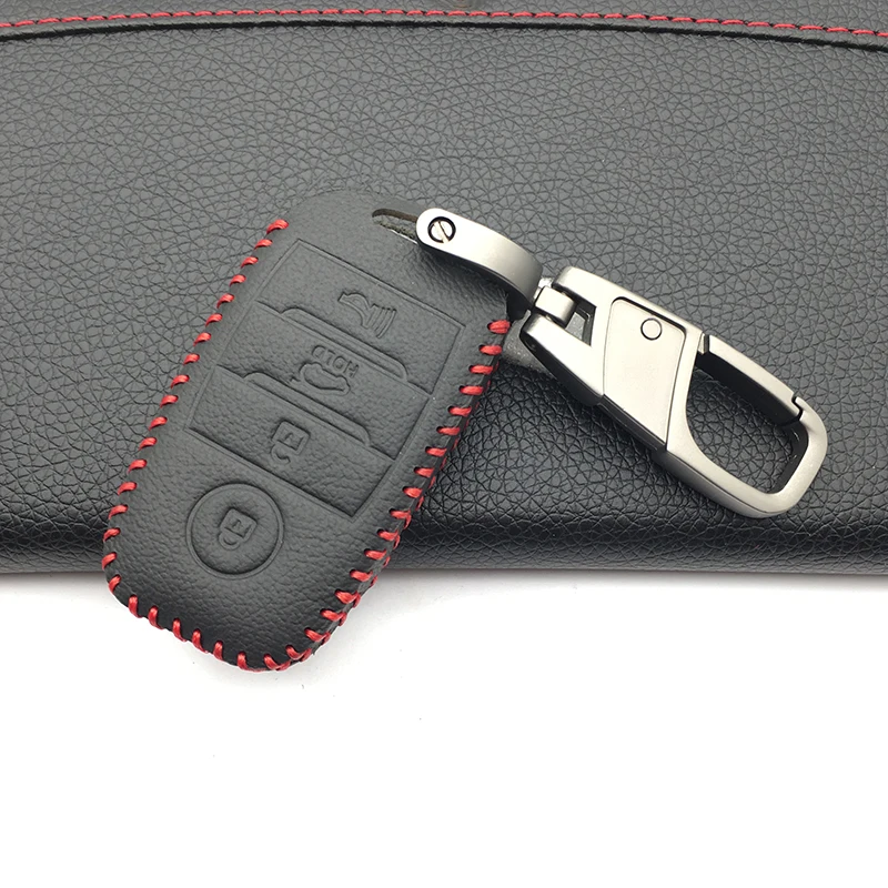 100% Leather Remote Car Key Cover Case For Kia Sedona 2014 2015 2016 Optima Sorento Sportage Cerato Strong Intelligent Key