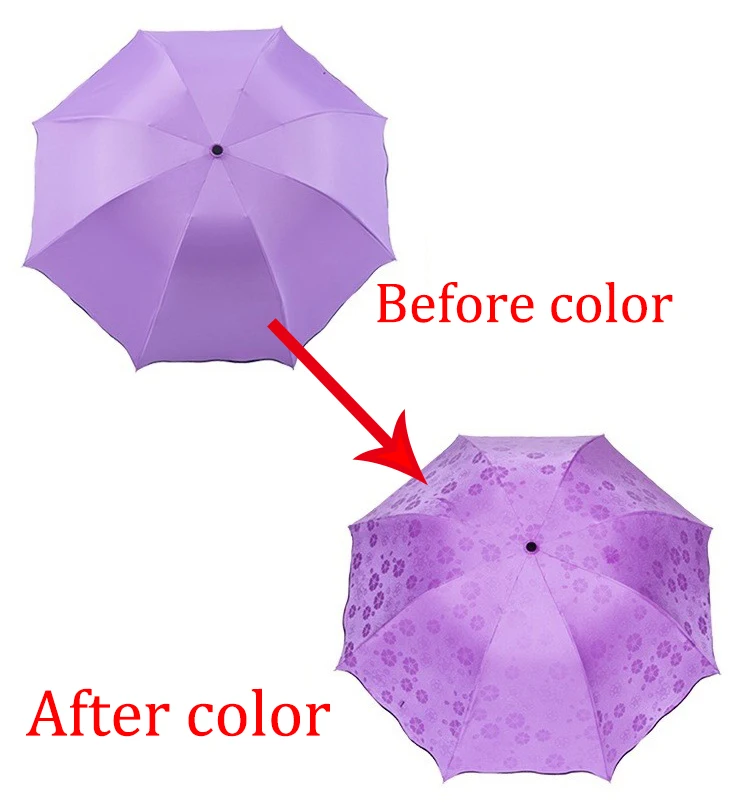 Fashion Windproof Umbrella Rain Women Color Change Umbrella Sunshade Folding Umbrella Parasol Bloom Flower Mini Pocket Umbrella