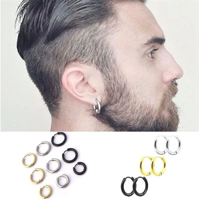 1 Pair Stainless Steel Simple Round Stud Earring For Man Unisex 3 Colors Ear Piercing Jewelry Gifts