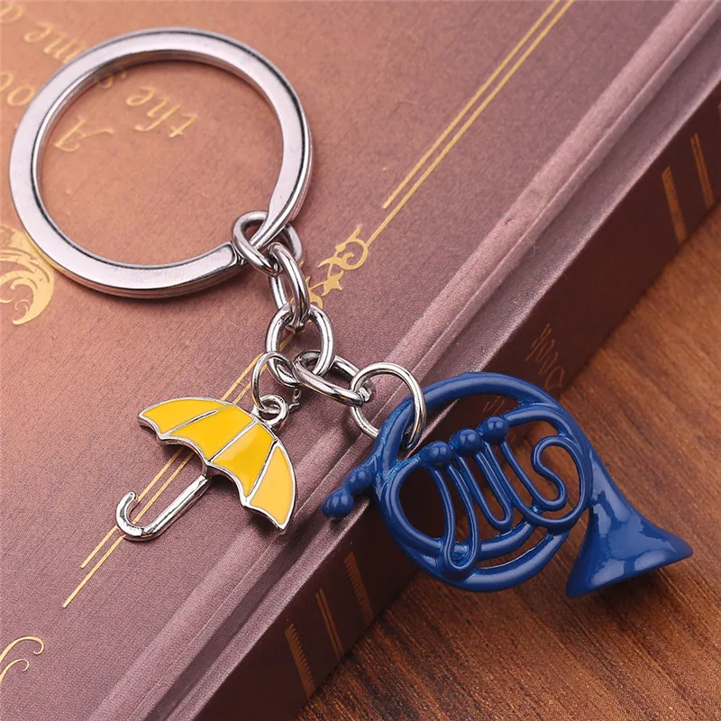 1pc HIMYM How I Met Your Mother Key Chain Yellow Umbrella mother Blue French Horn Keychain Key Ring Women Men Car Accessories