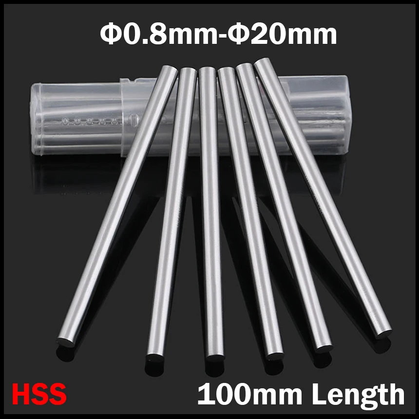 0.8mm 0.9mm 1mm 1.1mm 1.2mm OD 100mm Length HSS Jobber Drill Bit Boring Round Shank CNC Fly Cutter Turning Lathe Tool Bar Rod