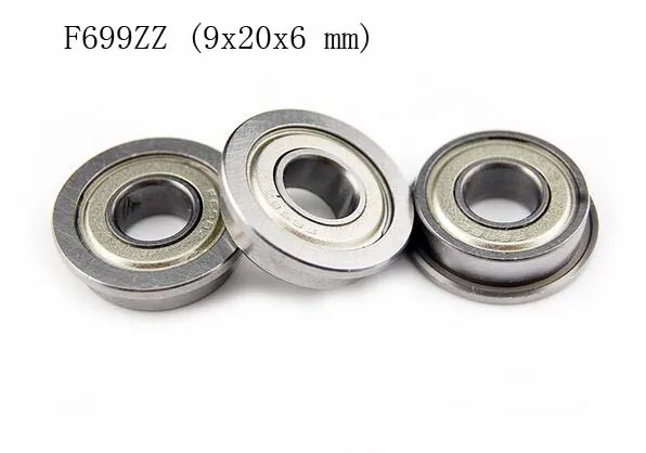 (10 PCS) F699ZZ (9x20x6 mm) Metal Shielded (Flanged) Ball Bearing F699Z F699