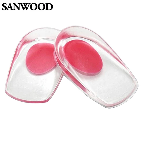 2016 New  Gel Shoes Insoles Cushion Heel Cup Massage Pads Inserts Heel Pain Spur Silicone 9IJ2