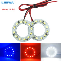 LEEWA 2 stks 40mm Auto Angel Eyes 1210/3528 12SMD LED Koplamp Halo Ring Angel Eye Verlichting Wit Rood Blauw # CA2666