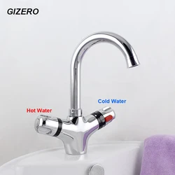 GIZERO Thermostatic Swivel Faucet Small Spout Temperature Control Deck Mounted Vessel Sink Tap Bathroom Crane ZR982