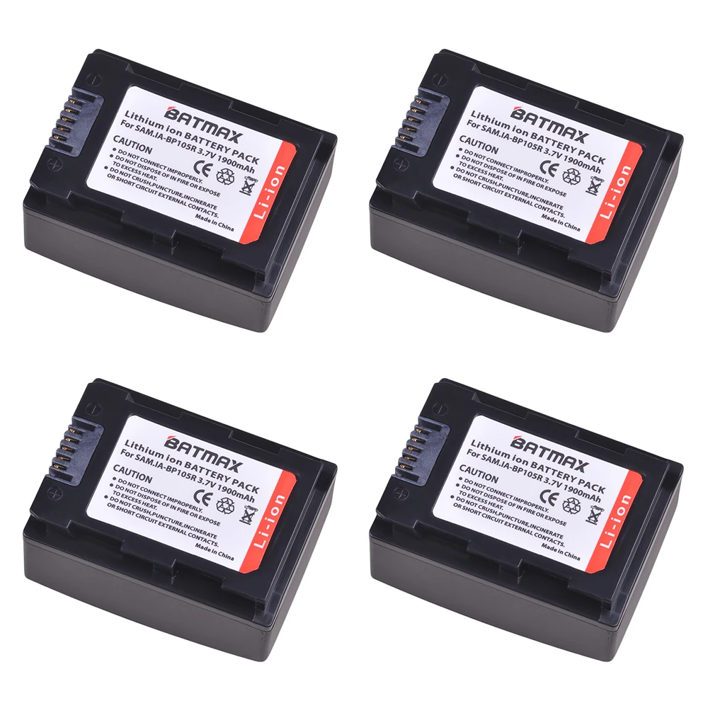 4Pcs 1900mAh IA-BP105R IABP105R BP105R IA-BP210R IABP210R BP210R Battery for SAMSUNG SMX-F500 F501 F530 HMX-F900 F910 F920 H320