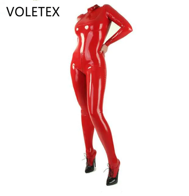 

Latex Leotard Catsuit Red Slim Rubber Tight Jumpsuit With Socks Plus Size Hot Sale Zentai Customized
