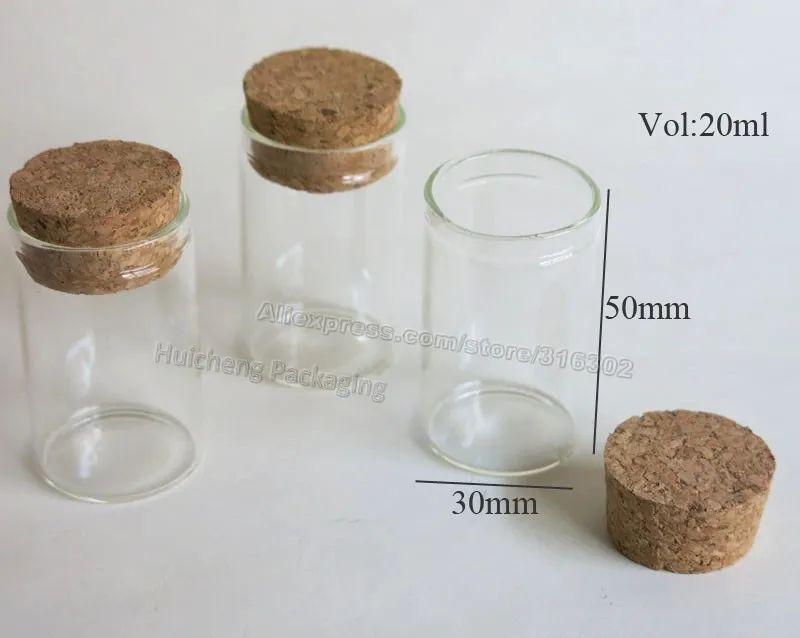 500 X 20ml Empty glass tube with wooden cork 20cc Small Display Container 2/3oz Corked Tube