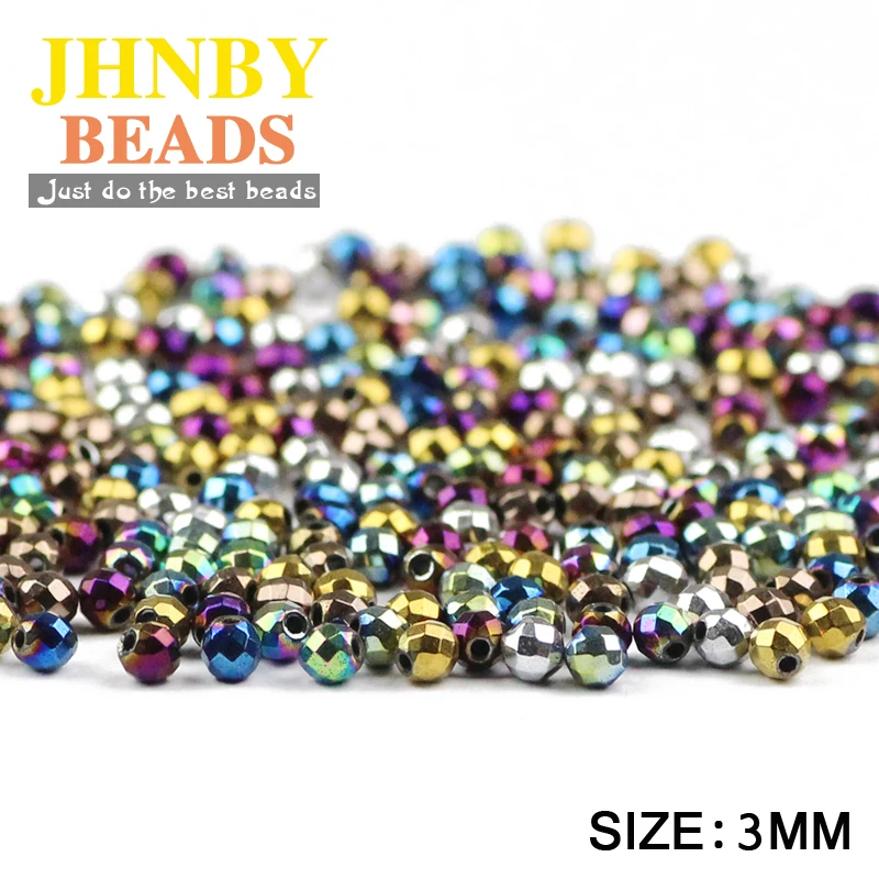 JHNBY Faceted Round Hematite Beads 2/3/4/6/8/10mm Natural Stone Ore Gold Color Loose Beads Ball Jewelry Bracelets Making DIY