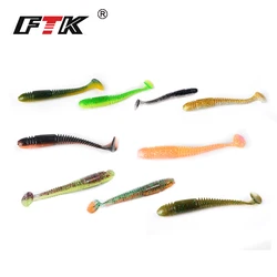 FTK 5PCS Soft Fishing Lures Worms Lure Wobbler 9.9CM Silicone Artificial Bait Whorl Maggot Body Swimbait Bass