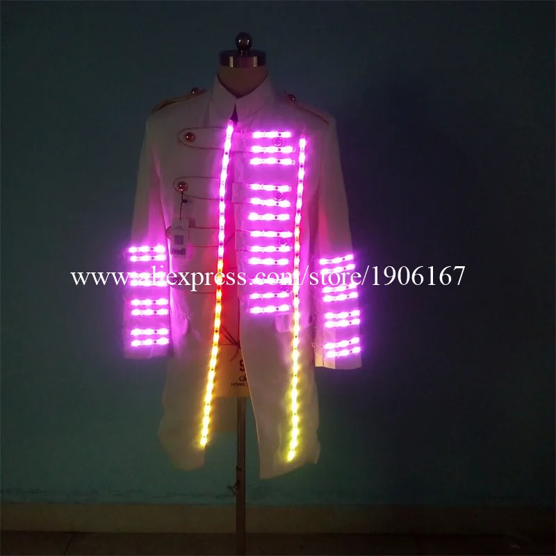 

Fashion Colorful LED Luminous Ballroom Costume Windbreaker Clothing Light Up Host Clothes Suits Event Party Supplies