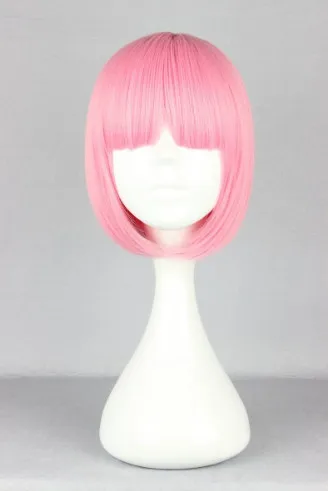 Pink Wig Fei-Show Synthetic Heat Resistant Short Wavy Hair Peruca Pelucas Costume Cartoon Role Cos-play Bob Student Hairpiece