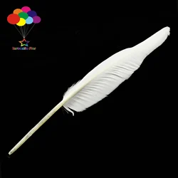 Pure White Color Turkey Plumes, Large Quill Feathers for Fashion Decorations, 14-16Inch, 10-100 Pcs Lot