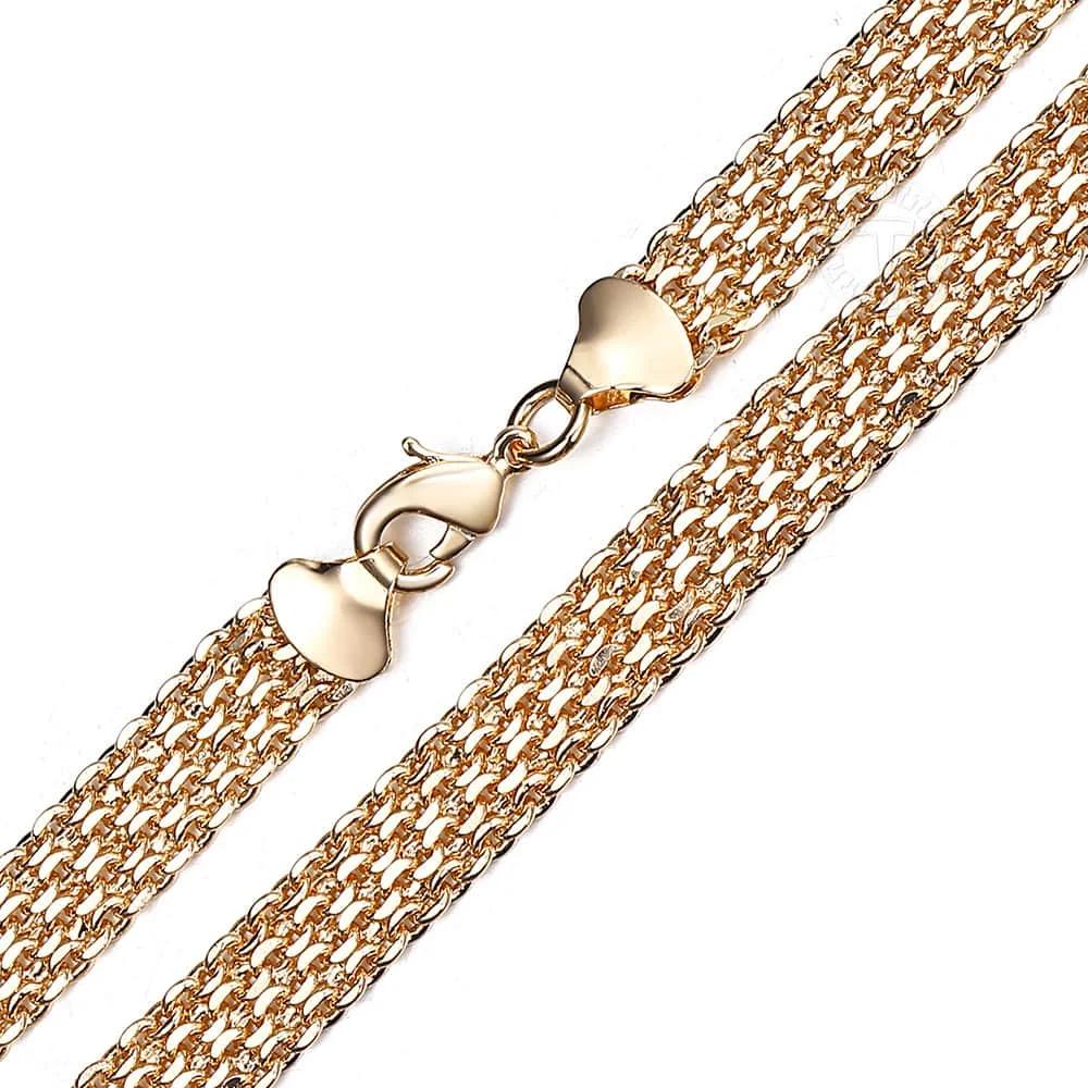 Davieslee 12mm Big 585 Rose Gold Color Double Weaving Rolo Cable Curb Link Chain Necklace for Men Women 50/60cm DCN20