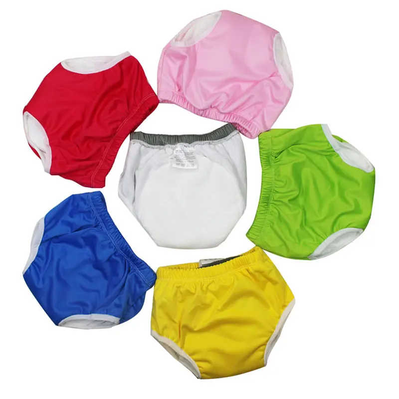 PUL Sollid Color Waterproof Baby Training Pants Baby Cloth Diapers Reusable Nappy Washable Diapers Cotton Learning Pants M L