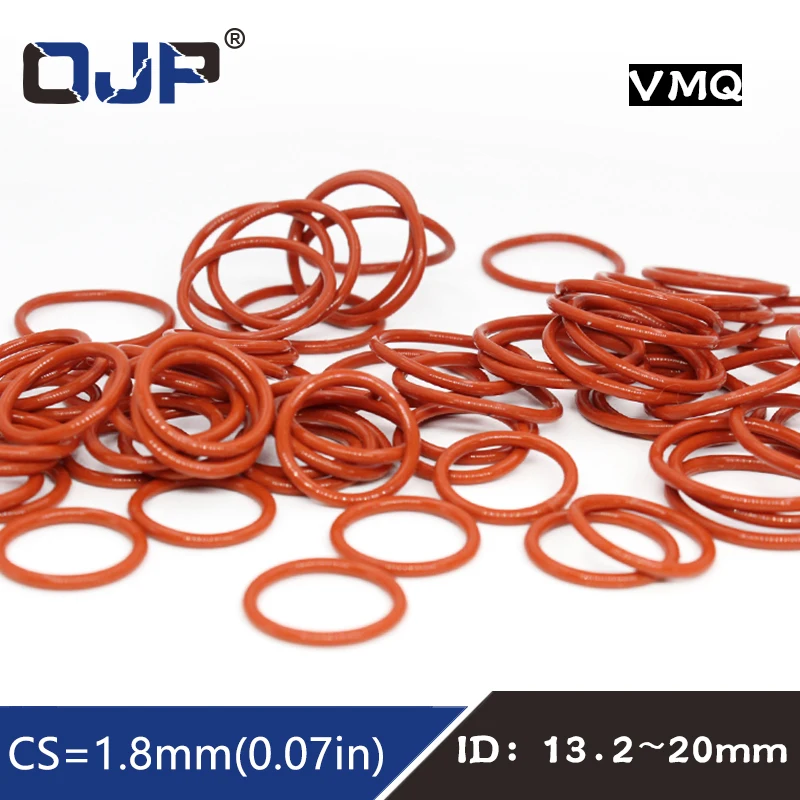 10PCS/lot Red Silicon Rings Silicone/VMQ O ring 1.8mm Thickness ID13.2/14/15/16/17/18/19/20mm Rubber O-Ring Seal Gasket Washer