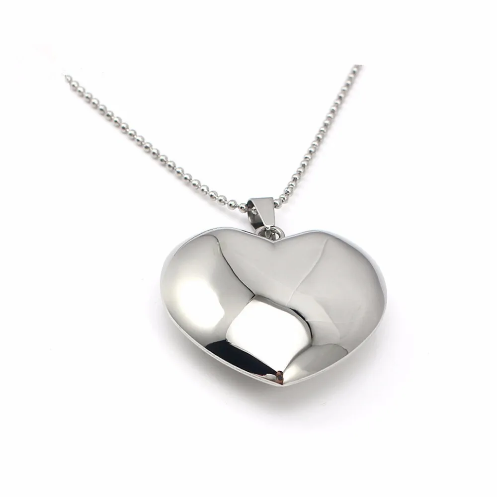 316L Stainless Steel Necklaces for Women Engravable Custom Logo/Name Necklace 40 x 40MM Silver Color Heart Pendant