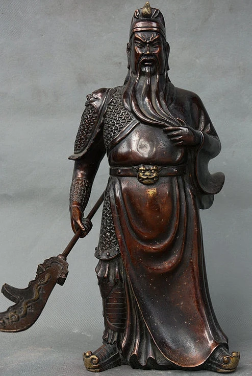 Chinese Bronze Wealth Guan Gong Yu Warrior God Ares Statue Guan Yuenchang Statue