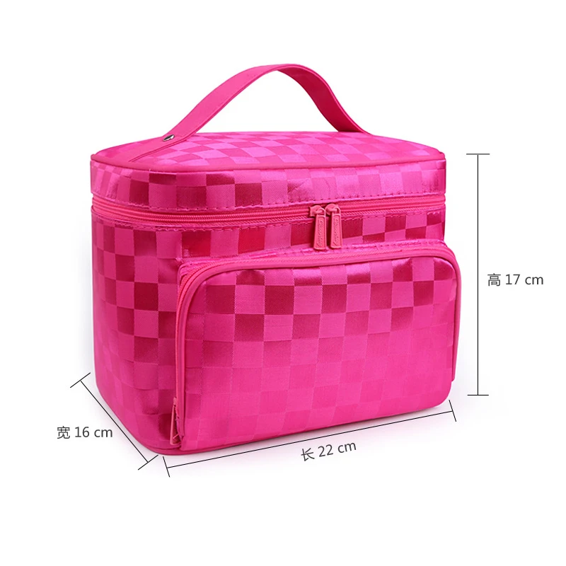 lattice Big Cosmetic Bag Women Stripe Waterproof Professional Toiletry Kit Wash Necessaire Travel Organizer Make up Box SZL61