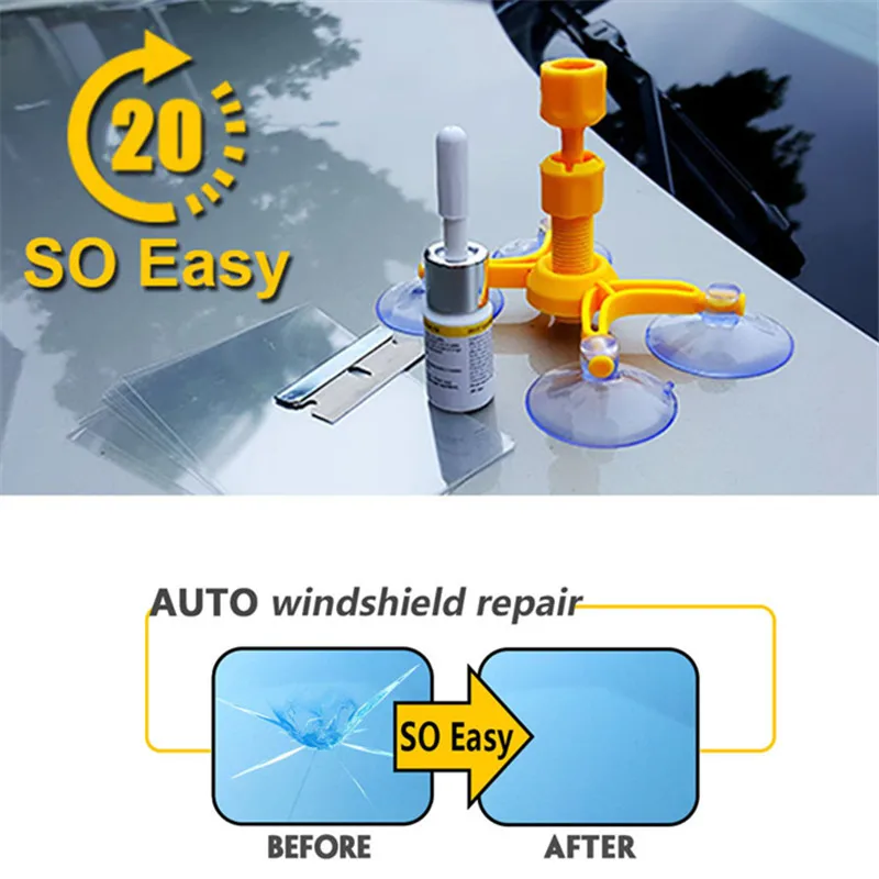 

Car Windshield Repair Kit Quick Fix Car Cracked Glass Windscreen DIY Repair Tool Resin Sealer Auto Window Screen Polishing