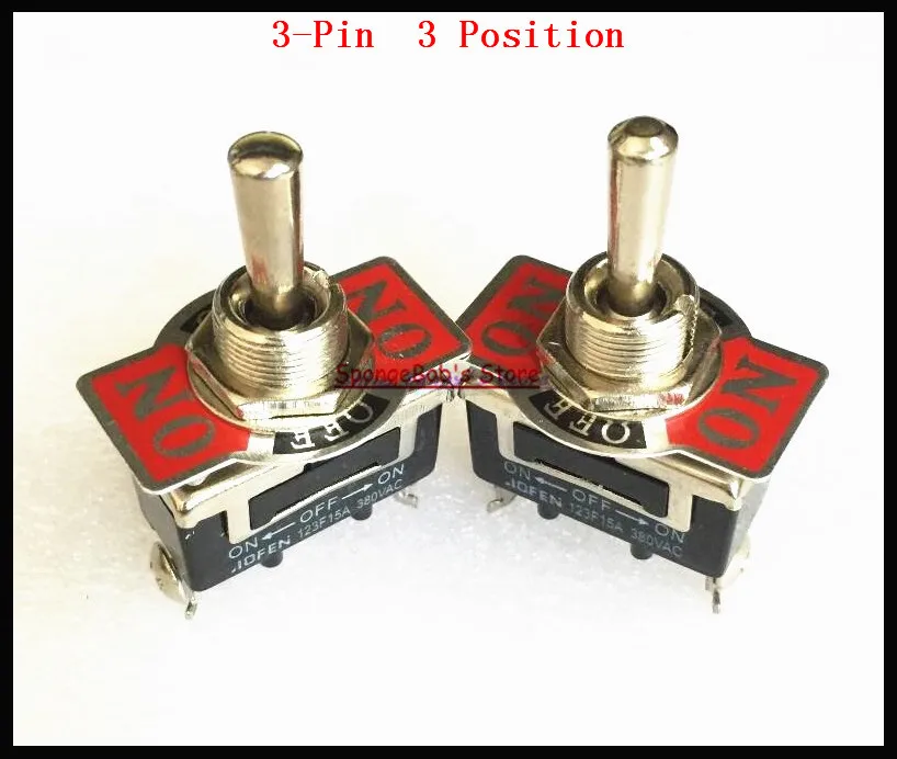 5pcs/Lot 123F 3-Pin 3 Position ON-OFF-ON Spring Return Momentary Switch 15A 250VAC Toggle Switch