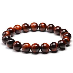 Natural Stone Beads Red Tiger Eye Bracelet Strand Beaded Mens Buddha Bracelet For Women Male Yoga Handmade Jewelry