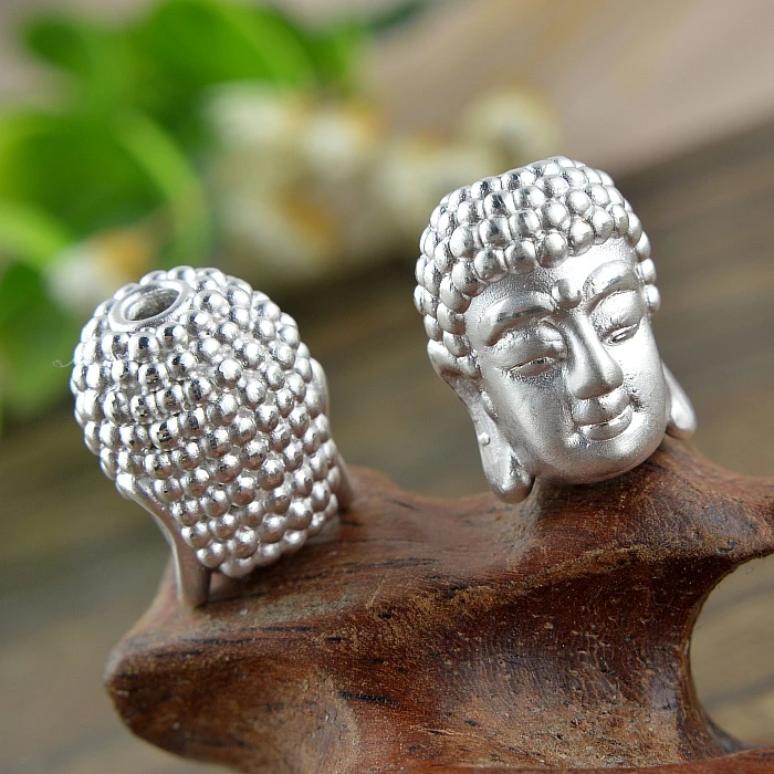 

100% 3D 999 Silver Tibetan Buddha Statue Head Bead Pure Silver Buddha Statue Jewelry Accessories Beads DIY Bracelet Beads