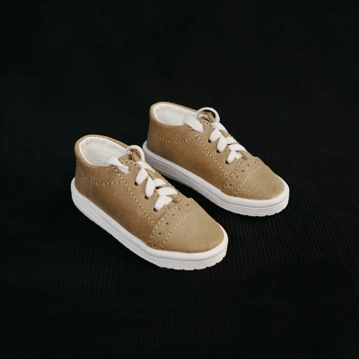 D01-P113 children handmade toy 1/3 1/4 Doll Accessories BJD/SD doll shoes Flat casual shoes sneakers sand brown 1 pair