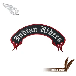 Indian rider motorcycle rocker patch punk biker embroidery iron on upper applique patches for jacket custom your text design DIY