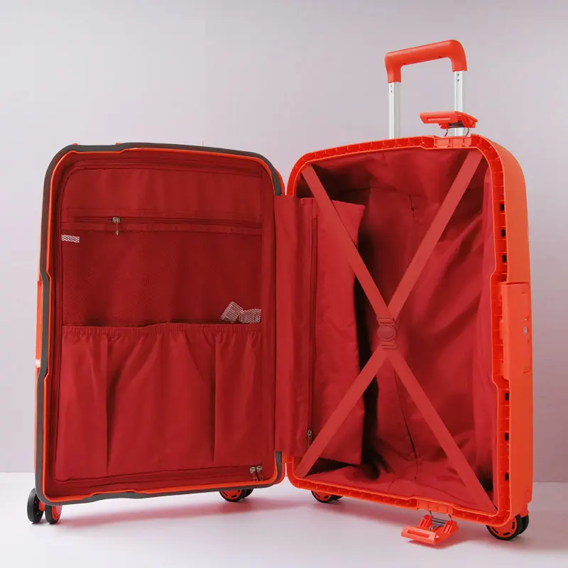 Valise de voyage ultralégère anti-grattage, valise à roulettes de luxe, étui à roulettes, boîte de mode, 100% PP, 20 po, 24 po, 28 po