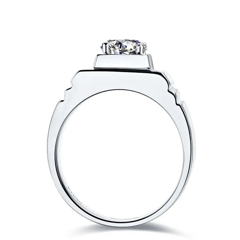 Solid Platinum PT950 Men's Ring 0.8CT Natural Moissanite Male's Engagement Ring With Certificate Beautiful Box No Tax