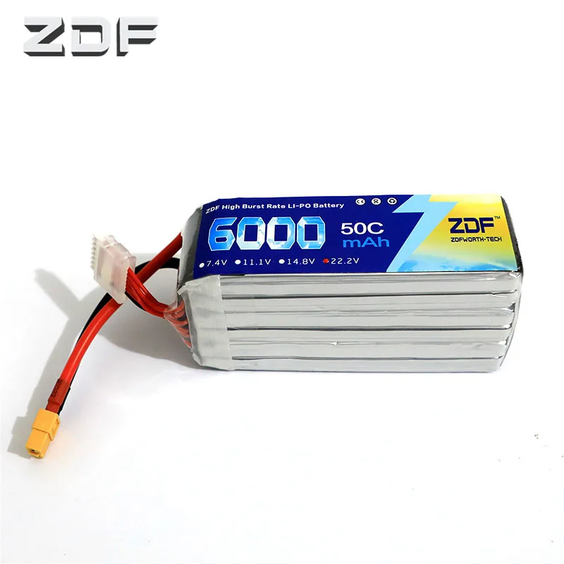 ZDF 22.2v 6S6000mah 50C 6S 22.2v max 100C Lipo Battery for Trex-450 Fixed-wing Helicopter Quadcopter