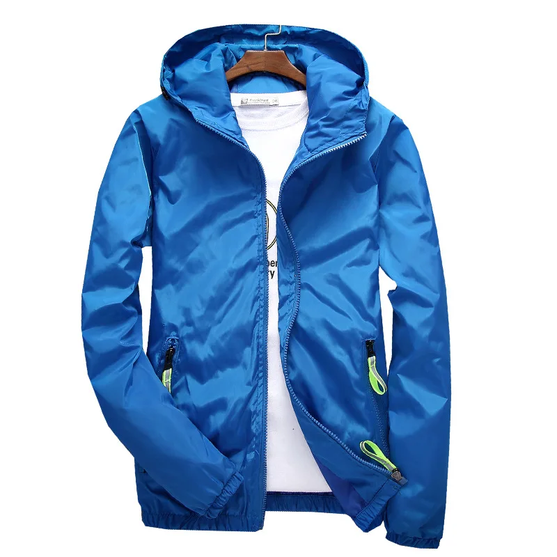Size 6XL 5XL 7XL 2025 Spring Autumn Young Men Windbreaker Hooded Jacket Slim Thin Clothing Top Quality Waterproof Plus Size