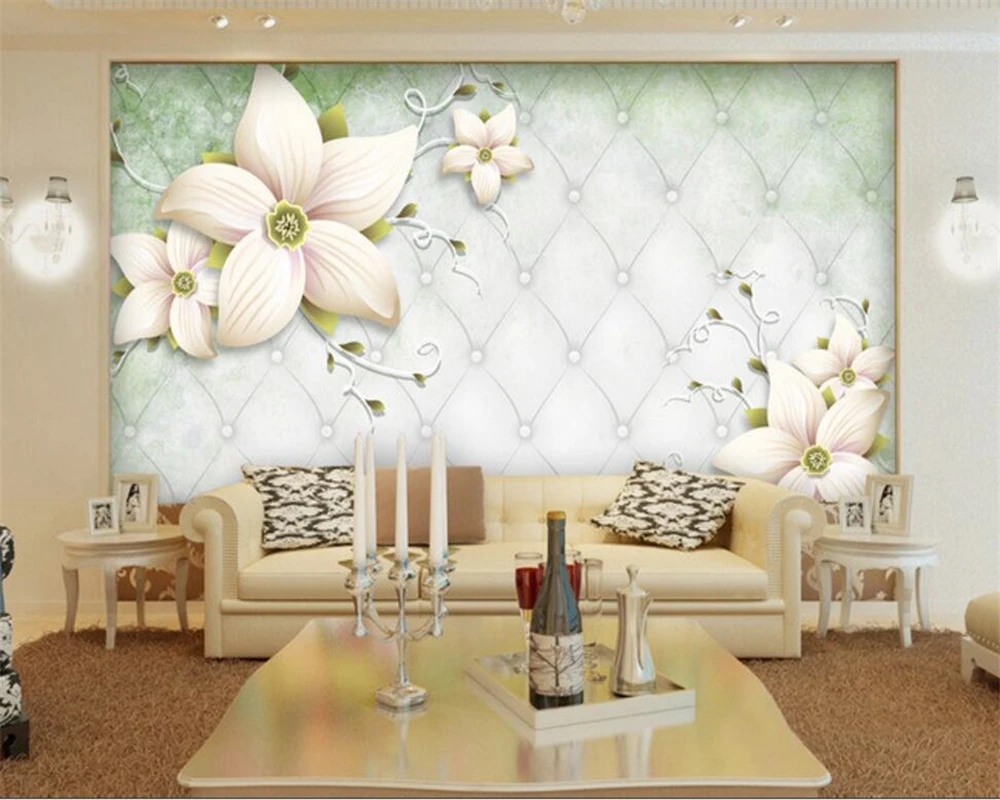 Beibehang Photo Wallpaper Handmade Flower 3D Stereo Soft Case TV Wall wallpaper for walls 3 d papel de parede para quarto