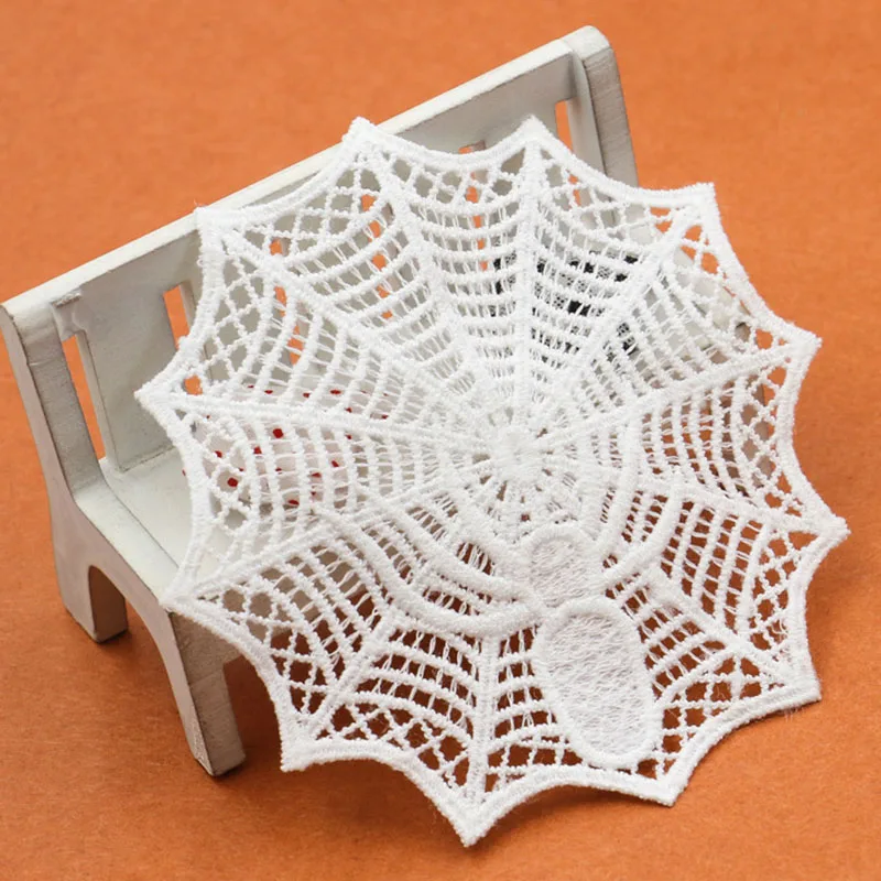 Lace Collar Halloween White Spider's Web Venise Lace Applique Trim,Umbrella Pattern, Sewing Supplies, Toy Mat, 1 Pc