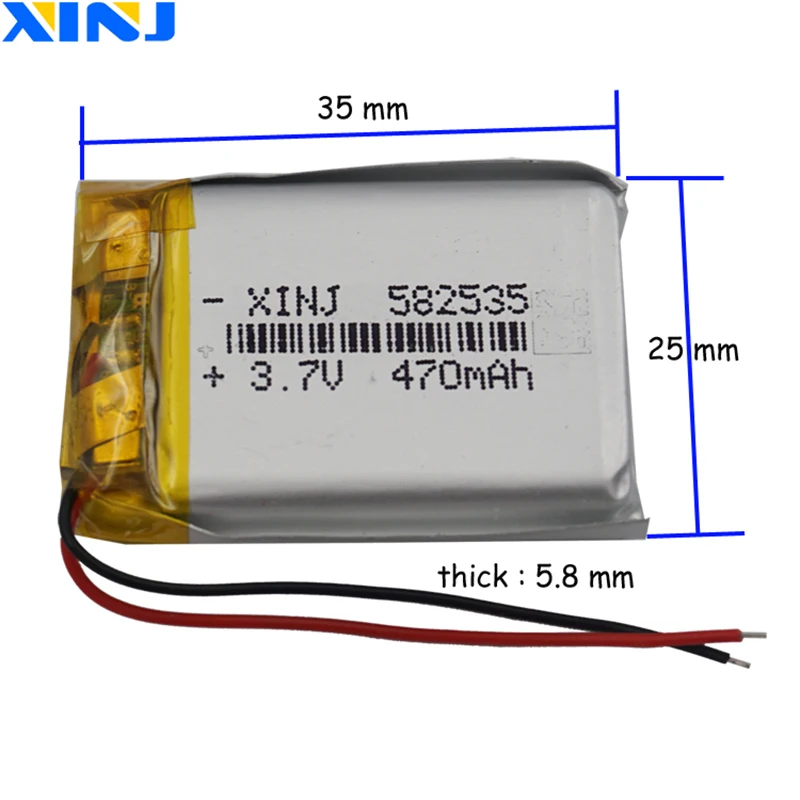 Wholesale 10pcs 3.7V 470mAh 1.74Wh Polymer Li Lithium Battery Cell 582535 For GPS Smart Watch MP4 Music Player DVC DVR Camera