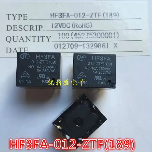 NEW relay HF3FA 012-ZTF HF3FA-012-ZTF HF3FA012-ZTF 12VDC DC12V 12V 10A 250VAC 5PIN