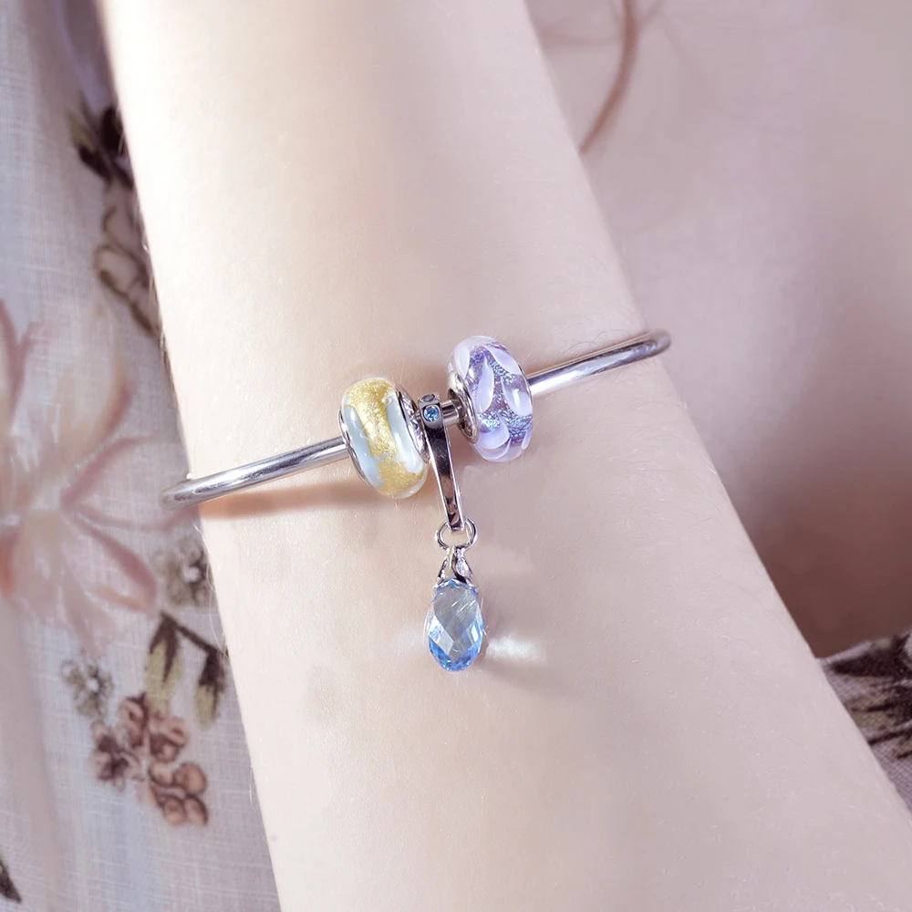 ATHENAIE Murano Glass Beads 925 Sterling Silver Hawaiian Charms Leaf Bead for Women Charm Bracelet Bangle DIY Bead Color Purple