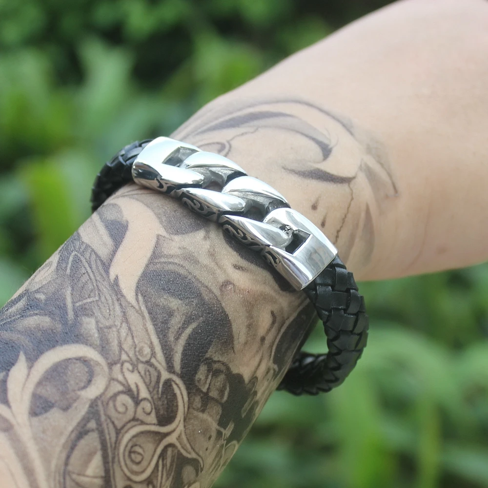 TYO خمر أسلاك الفولاذ المقاوم للصدأ الجلود الذكور أساور أساور مزيج خياطة سوار مجوهرات للرجال دروبشيبينغ #3