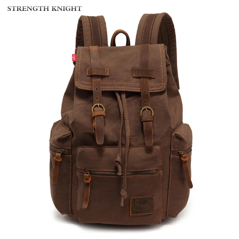 New Fashion Men\'s Backpack Vintage Canvas Backpack School Bag Men\'s Travel Bags Large Capacity Travel Laptop Backpack Bag