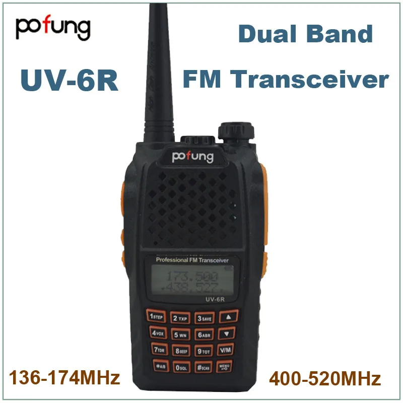 Pofung Baofeng UV-6R UV6R двухдиапазонный УКВ 136-174 МГц и 400-520 МГц двухстороннее радио UV 6R водонепроницаемый УКВ радио FM рация