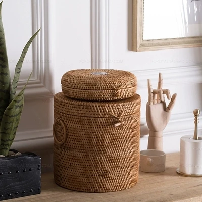 Handmade Imported Vietnamese Autumn Rattan Tea Leaves Seven Cakes Pu'er Container Box Breathable Wooden Storage Tank