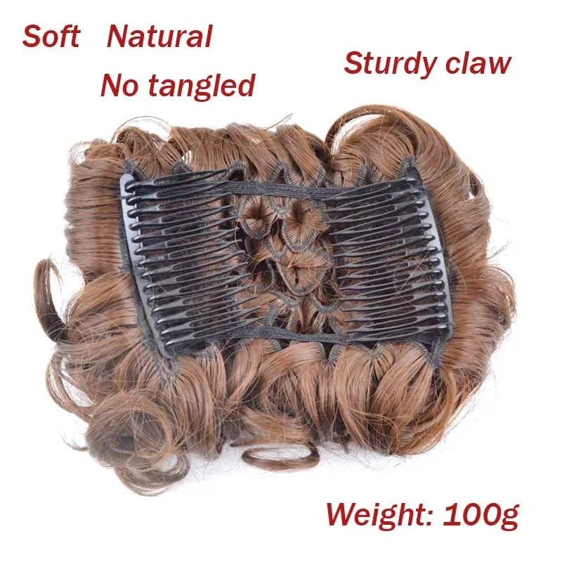 Jeedou updos cabelo sintético chignon clip em extensões de cabelo mistura cor coque almofada encaracolado chignon casamento cabelo updos para