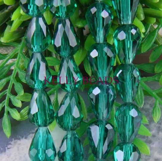 

295pcs 8mm x 11mm Green Quartz Faceted Crystal Glass Teardrop Beads Crystal Jewelry Loose DIY Beads free shipping