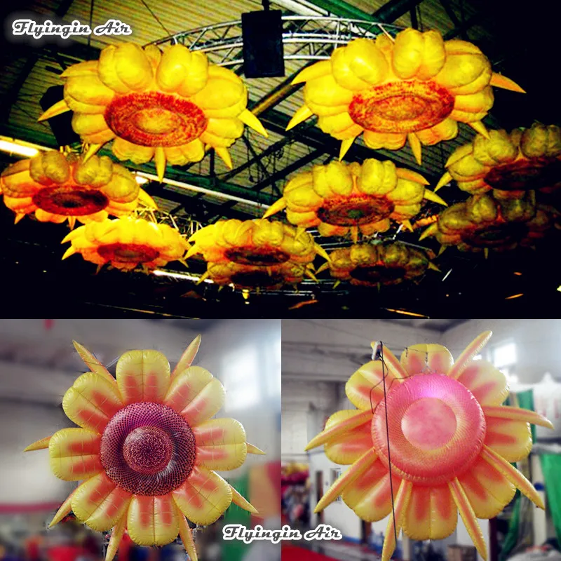 

Ceiling Decor Lighting Inflatable Sunflower 2m/3m Hagning Led Artificial Flower Balloon For Nightclub Stage Decoration