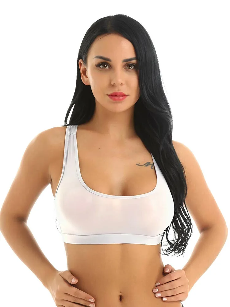 

Sexy Women Sheer Slim Fit Sport Bra Top Ultra Thin Cami Crop Racer Back Rave Dance Bralette