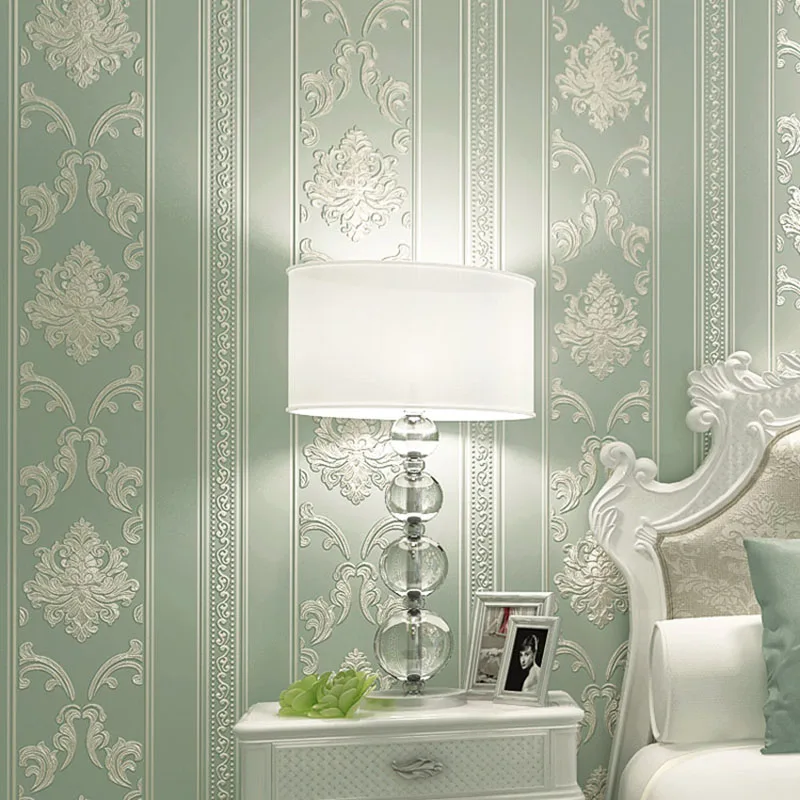 

High Quality Deep Texture Relief 3D Wallpaper European Style Damask Vertical Striped Non-woven Wallpaper Wall Covering Tapety 3D